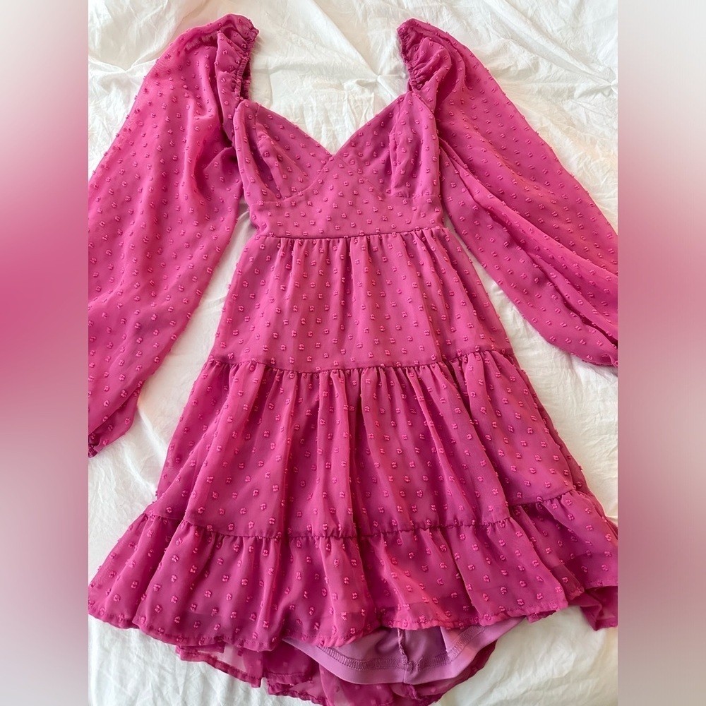 Lulu’s Pink Long Sleeve Mini Dress Size XS - Picture 4 of 10